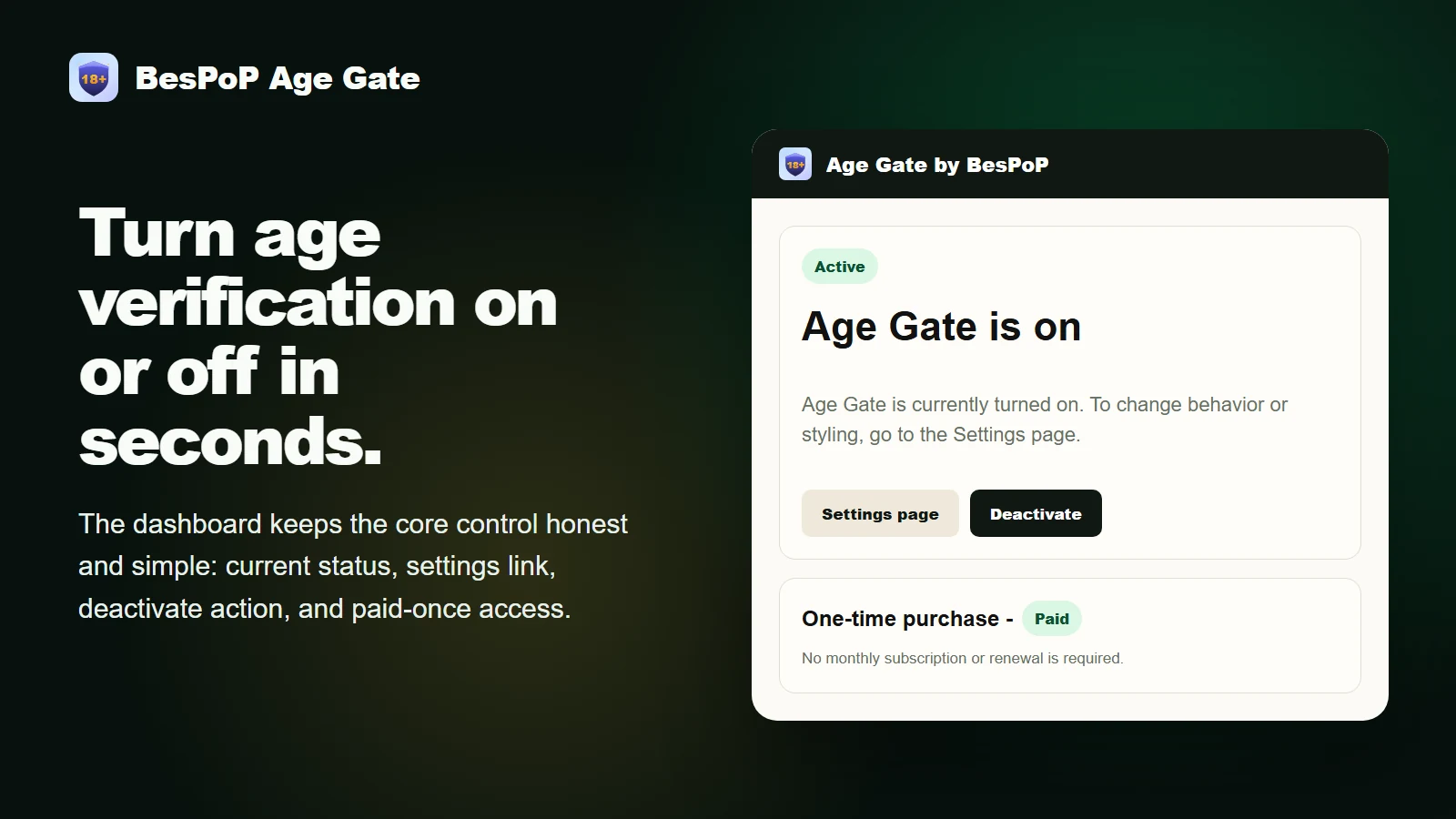 Bespop Age Gate Compliance App for Shopify preview