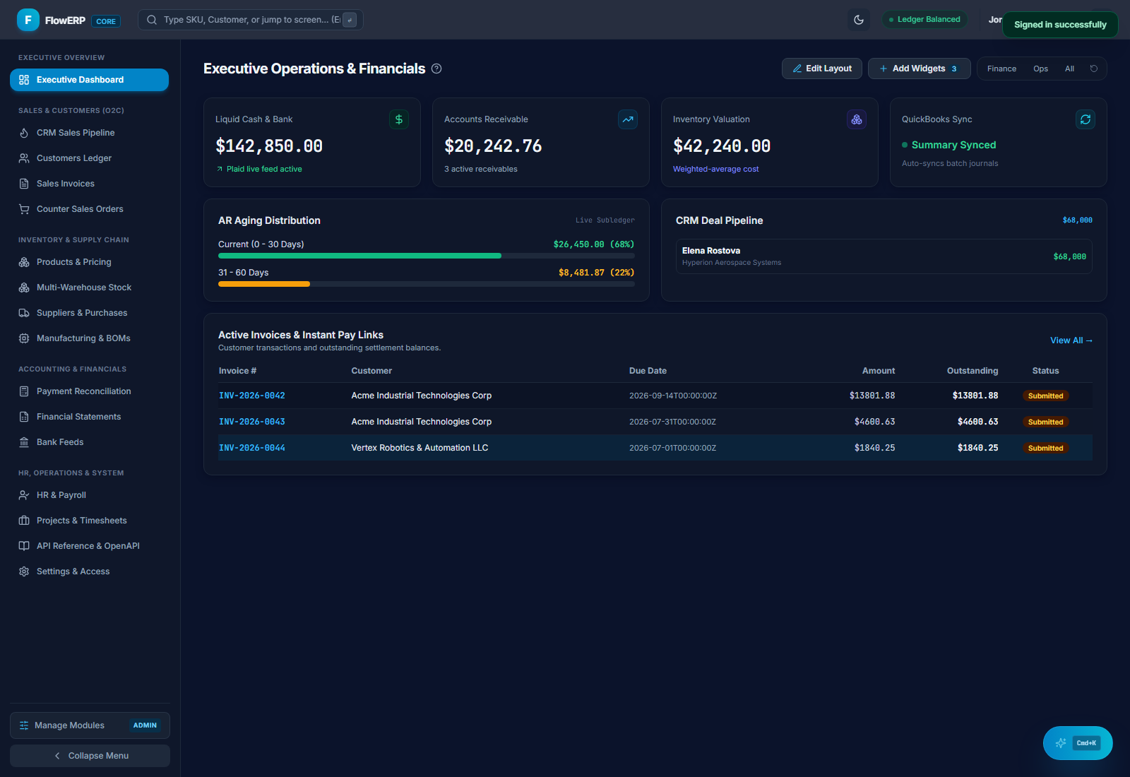 FlowERP Single-Binary Enterprise Resource Planning preview