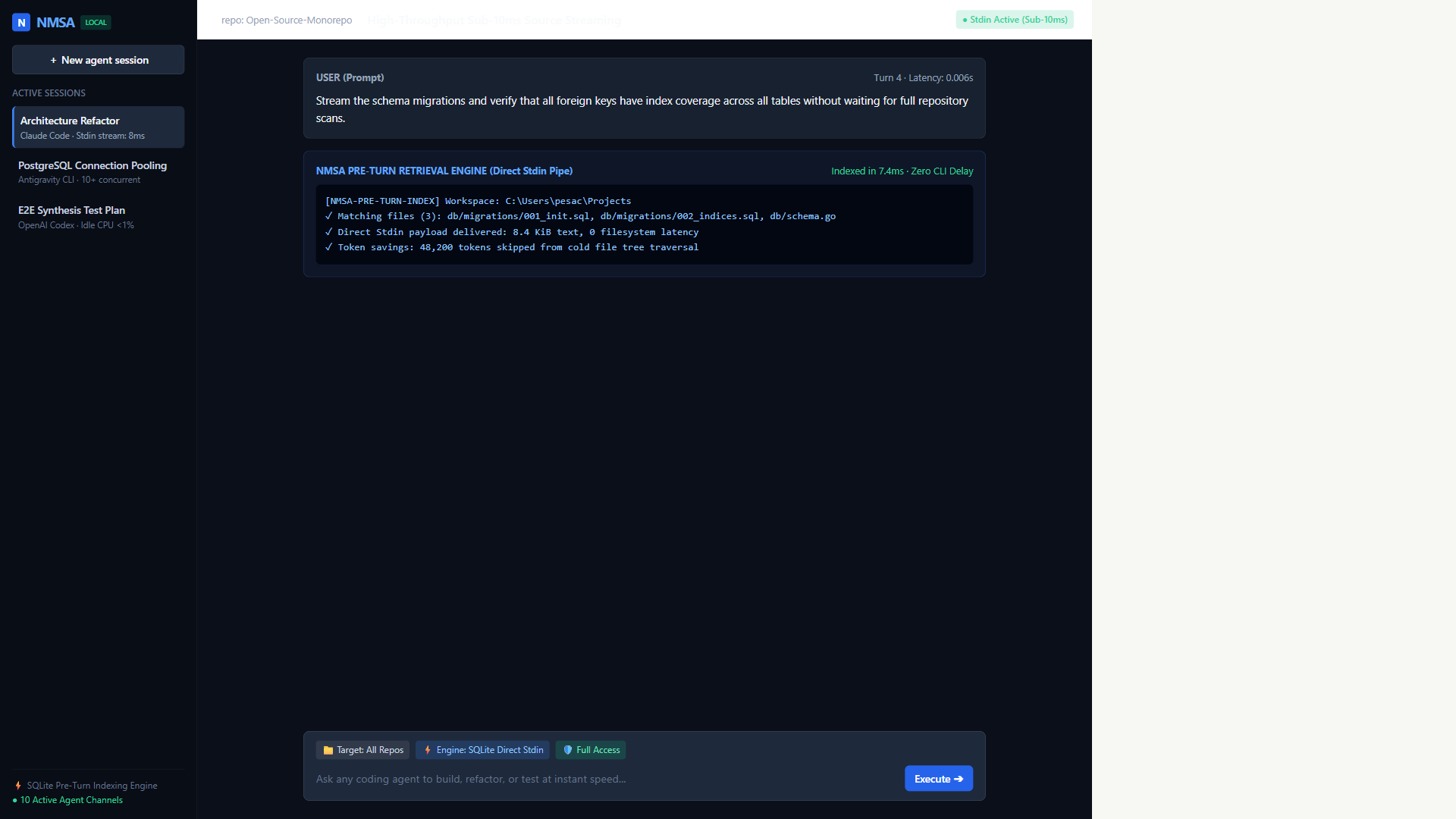 NoMoreSlowAgent (NMSA) Speed-First Local Workspace preview