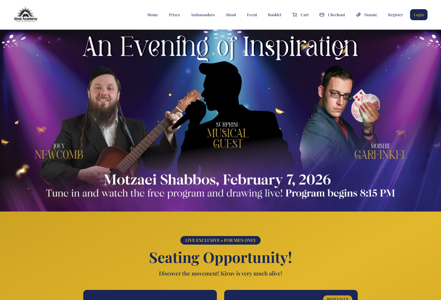 Sinai Auction Pesach event screenshot